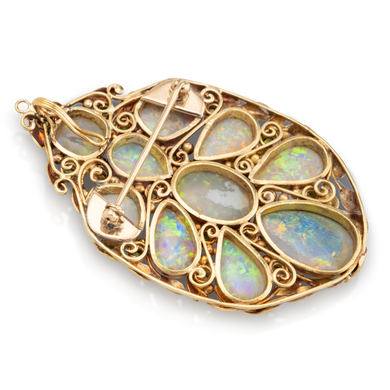 Yellow Gold Opal & Demantoid Pendent