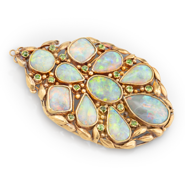 Yellow Gold Opal & Demantoid Pendent