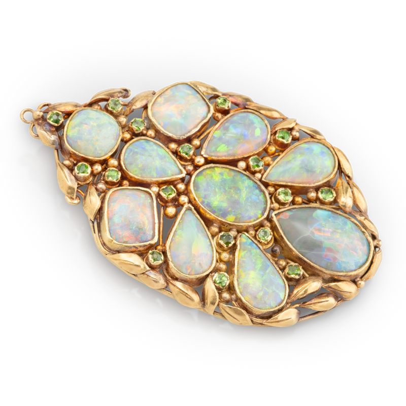 Yellow Gold Opal & Demantoid Pendent