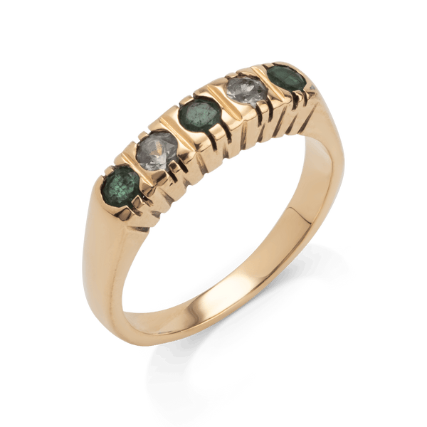Yellow Gold Emerald & Aquamarine Ring