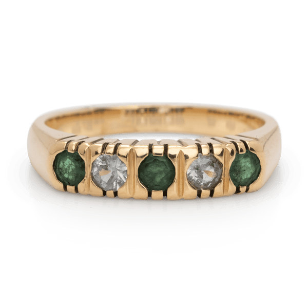 Yellow Gold Emerald & Aquamarine Ring