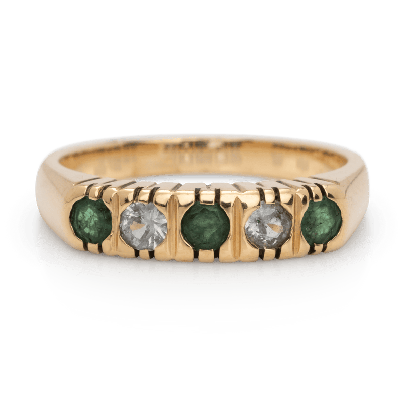 Yellow Gold Emerald & Aquamarine Ring