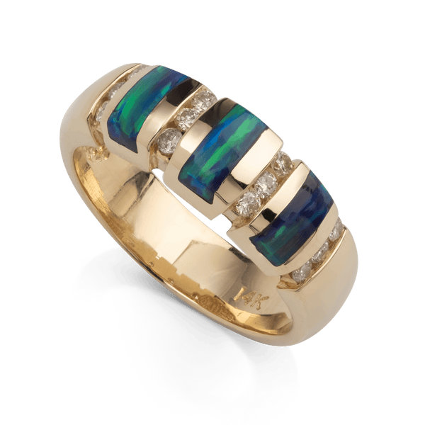 Yellow Gold Opal & Diamond Ring