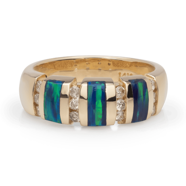 Yellow Gold Opal & Diamond Ring
