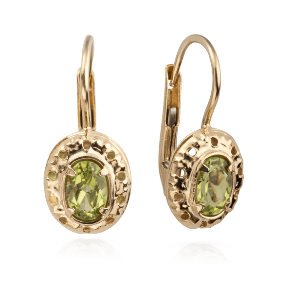 Yellow Gold Peridot Earrings