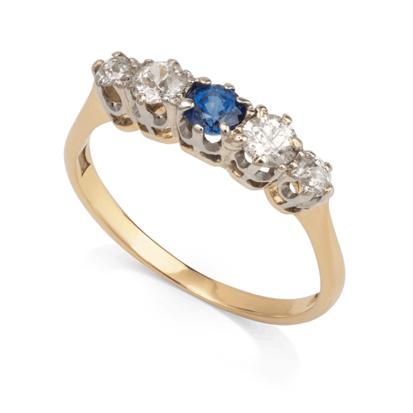 Yellow White Gold Sapphire & Diamond Ring