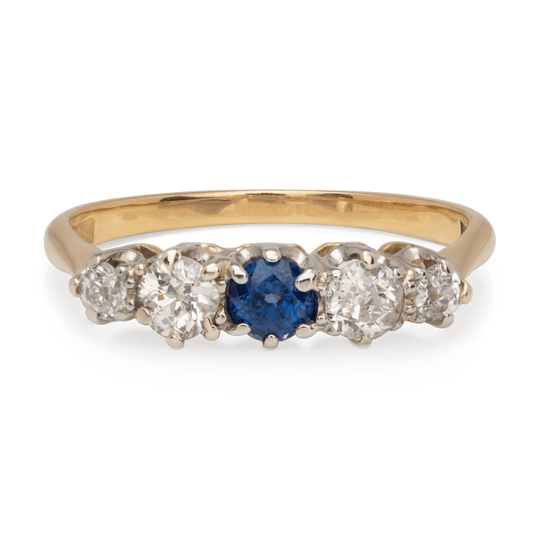 Yellow White Gold Sapphire & Diamond Ring