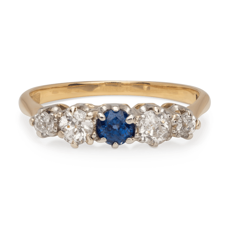 Yellow White Gold Sapphire & Diamond Ring