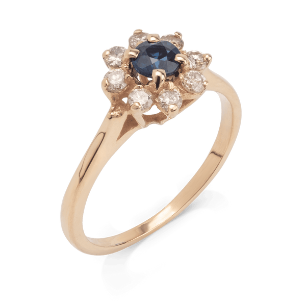 Yellow Gold Sapphire & Diamonds Ring