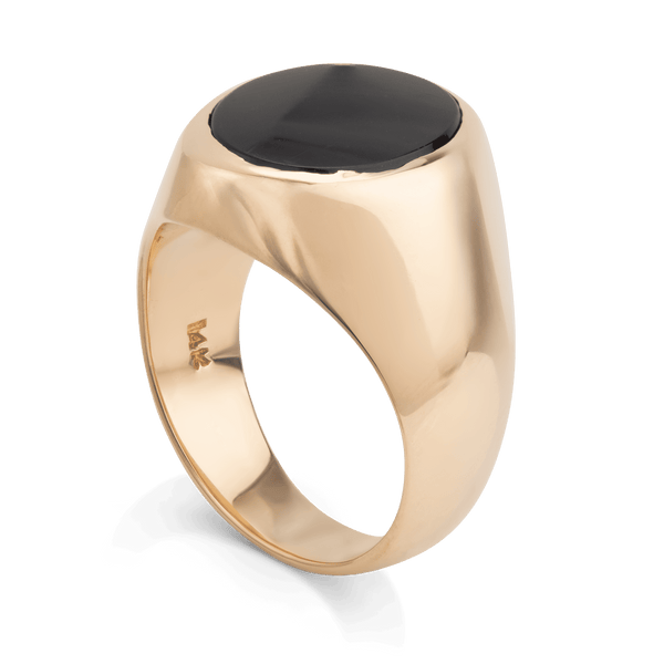 Yellow Gold Oval Onyx Ring