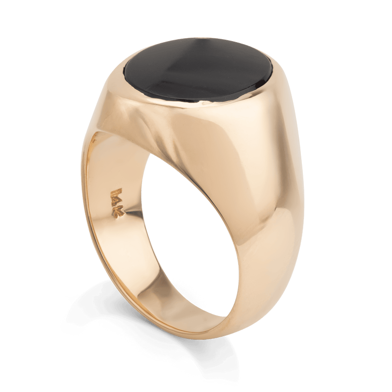 Yellow Gold Oval Onyx Ring