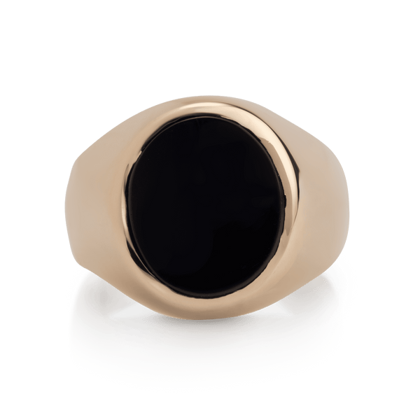 Yellow Gold Oval Onyx Ring