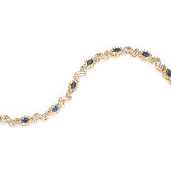 Yellow White Gold Sapphire & Diamond Bracelet