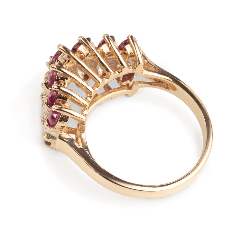 Yellow White Gold Diamond & Ruby Ring