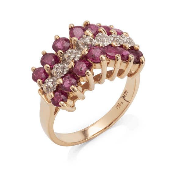 Yellow White Gold Diamond & Ruby Ring