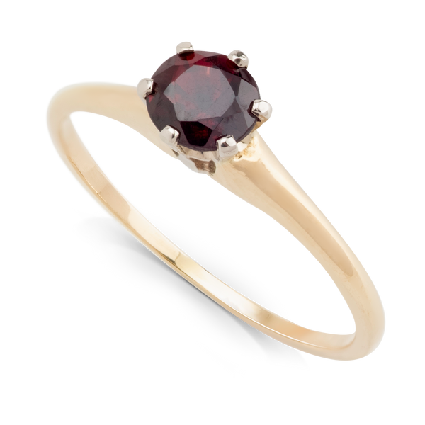 Yellow White Gold Garnet Ring