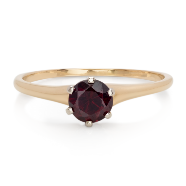 Yellow White Gold Garnet Ring