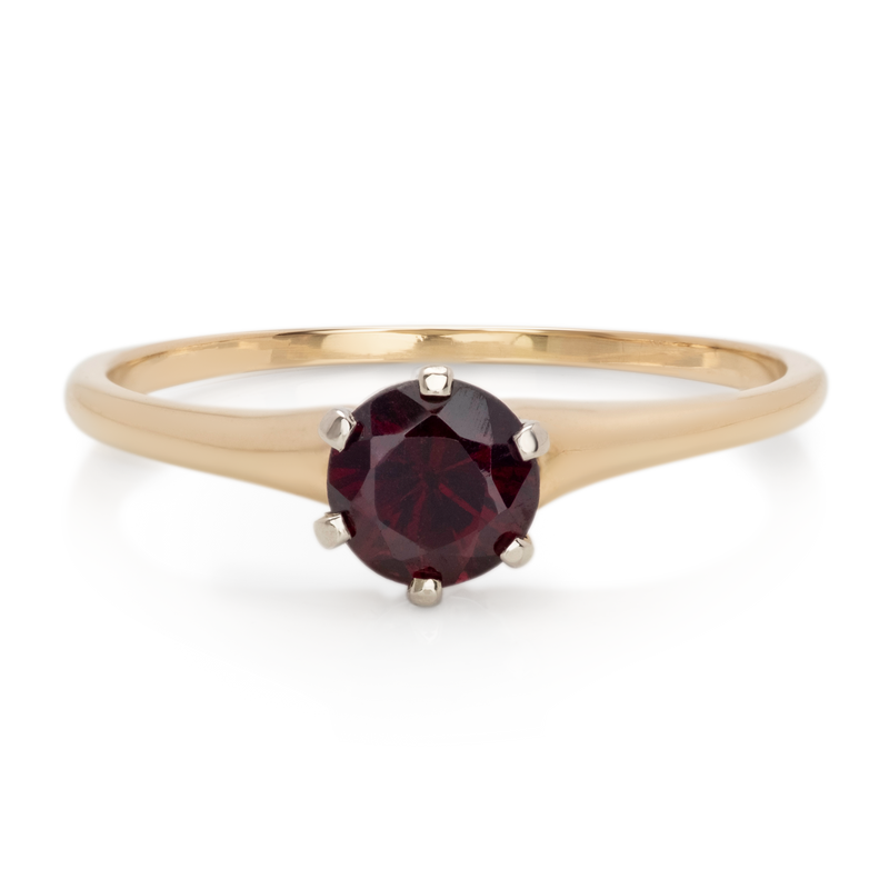 Yellow White Gold Garnet Ring
