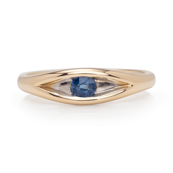 Yellow Gold Evil Eye Sapphire Ring