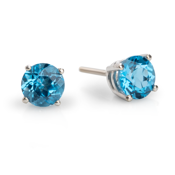 Yellow White Gold Blue Topaz Earrings
