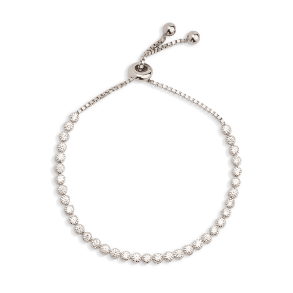 Rhodium Plated Silver Adjustable Bracelet