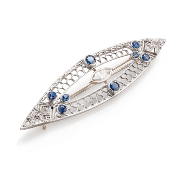 Sapphire & Diamond Brooch