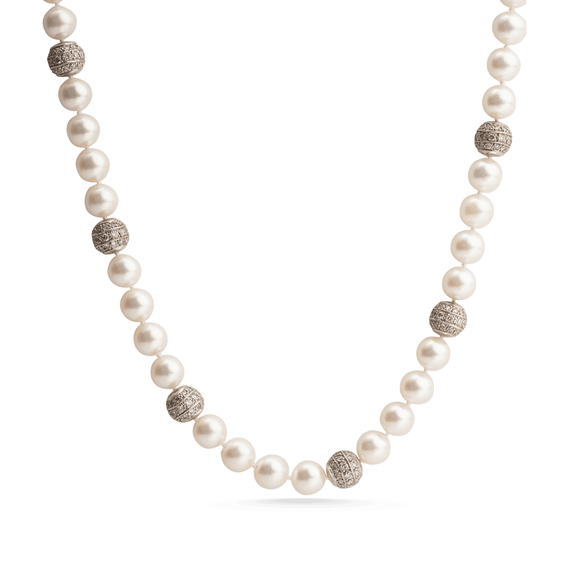 White Gold Pearl & Diamond Necklace