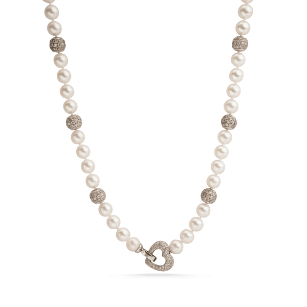 White Gold Pearl & Diamond Necklace