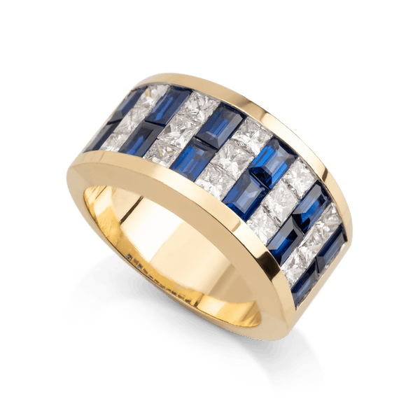 Yellow Gold Sapphire & Diamond Ring