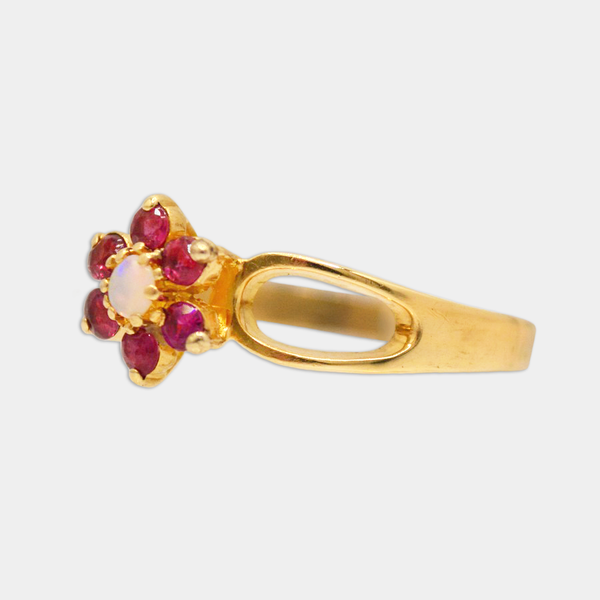 Opal & Ruby Cluster Ring