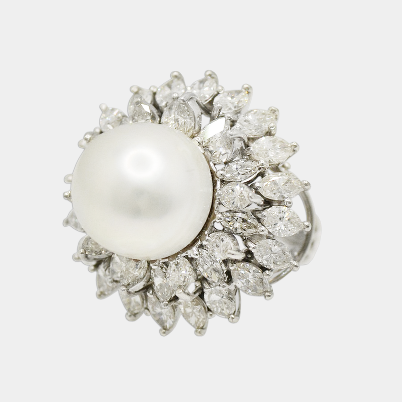 Pearl & Diamond Burst Ring
