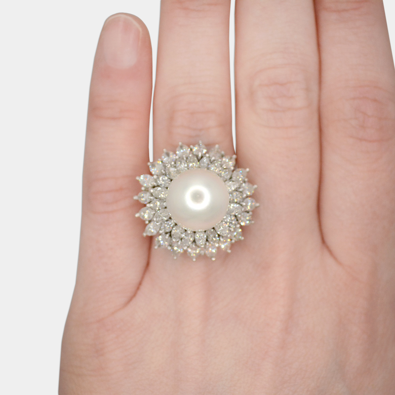 Pearl & Diamond Burst Ring