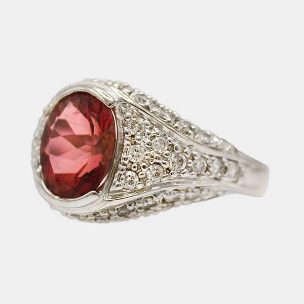 Pink Tourmaline & Diamond Ring