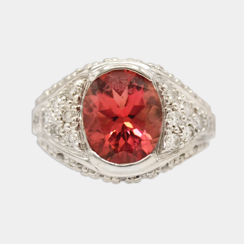 Pink Tourmaline & Diamond Ring