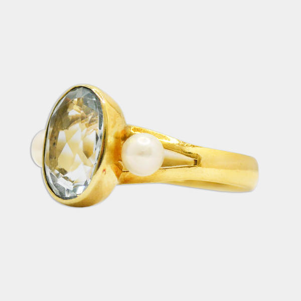 Aquamarine & Pearl Ring