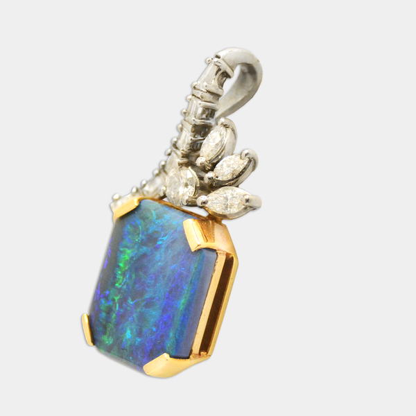 Black Opal & Diamond Pendant