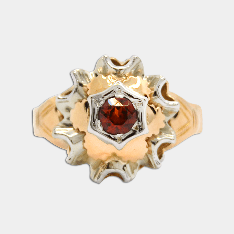 Floral Garnet Ring