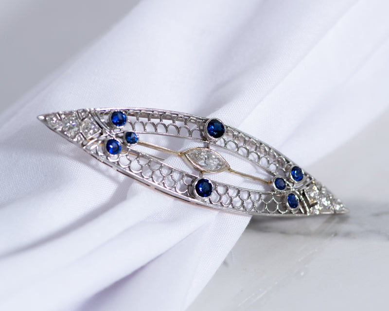 Sapphire & Diamond Brooch