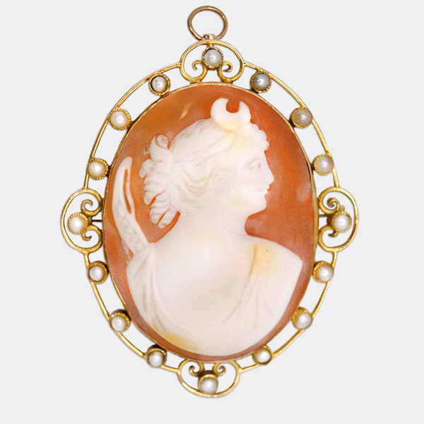 Pearl Cameo Brooch