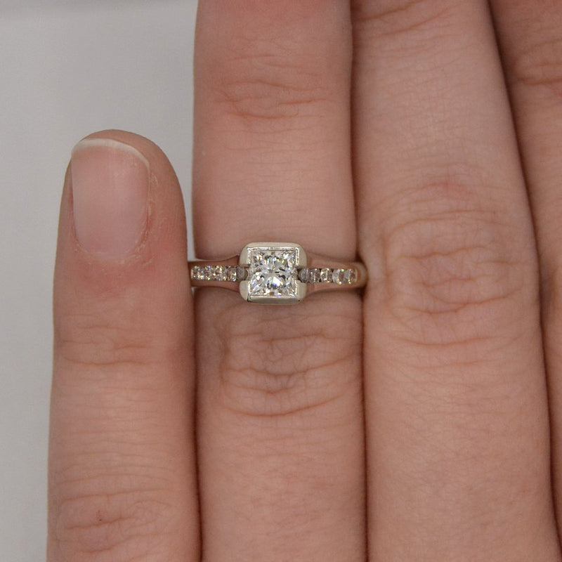 Square Bezel-Set Diamond Ring