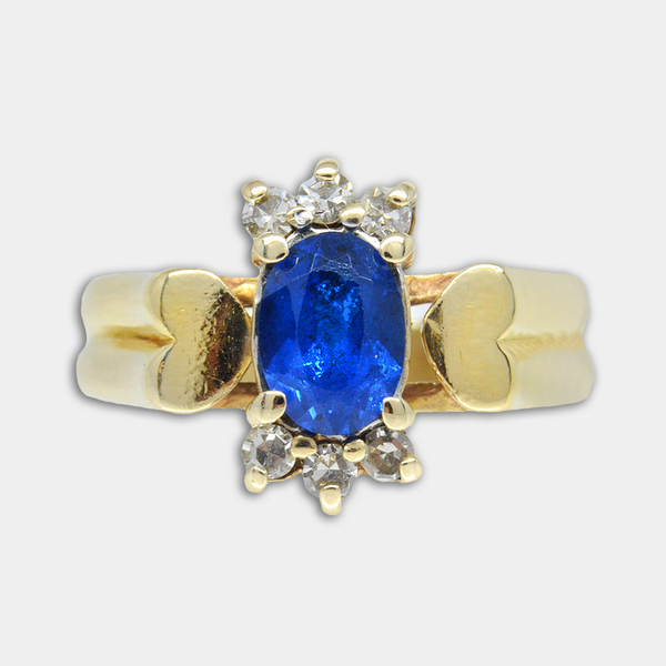 Blue Stone & Diamond Ring