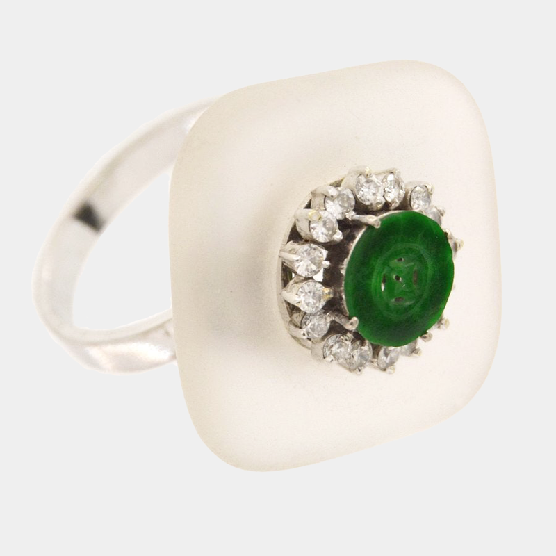 Jadeite & Crystal Ring