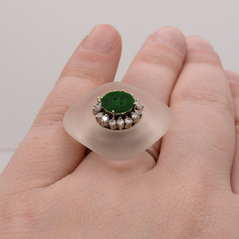 Jadeite & Crystal Ring