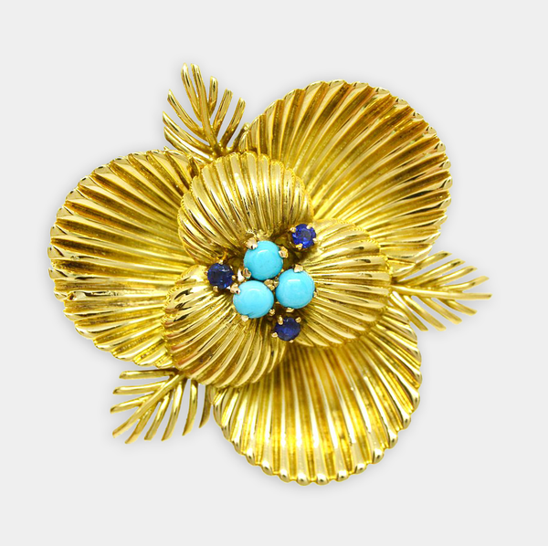 Sapphire & Turquoise Brooch