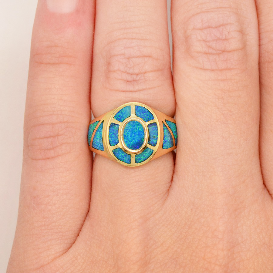 Simulated opal ring hotsell