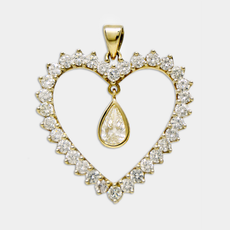 Pear Diamond Heart Pendant