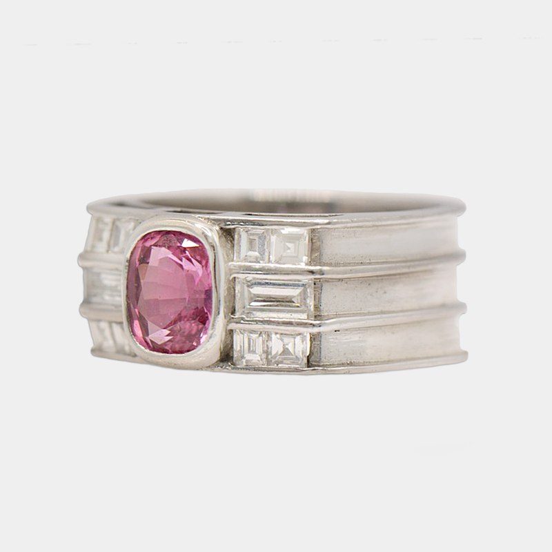 Pink Sapphire & Diamond Ring