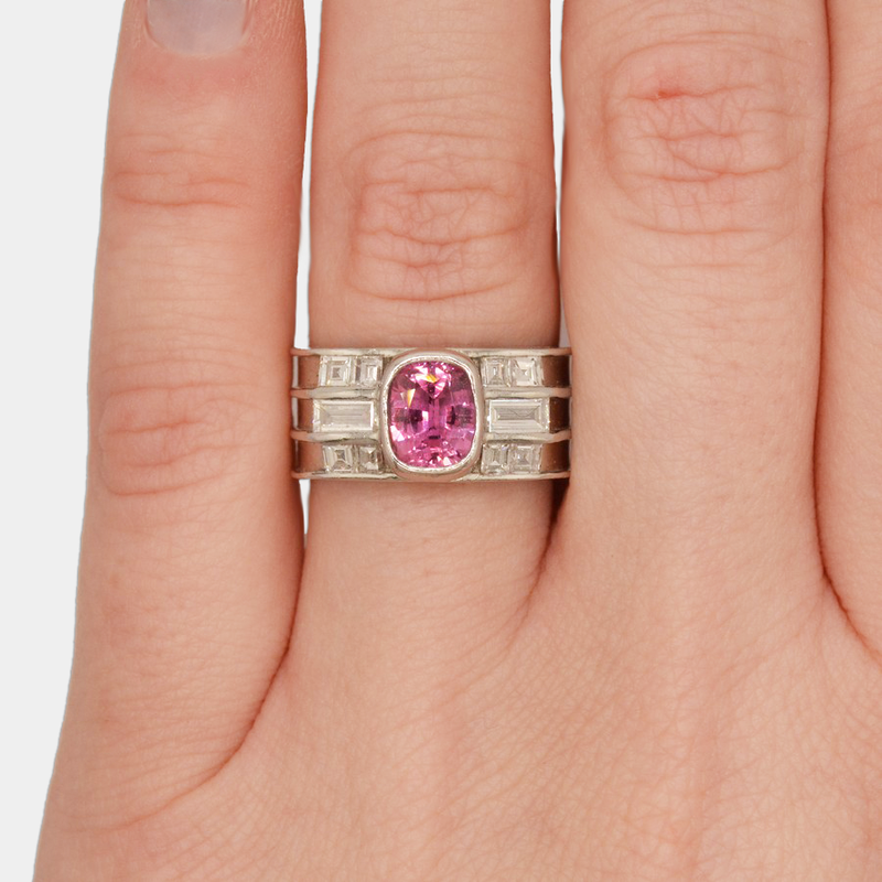 Pink Sapphire & Diamond Ring