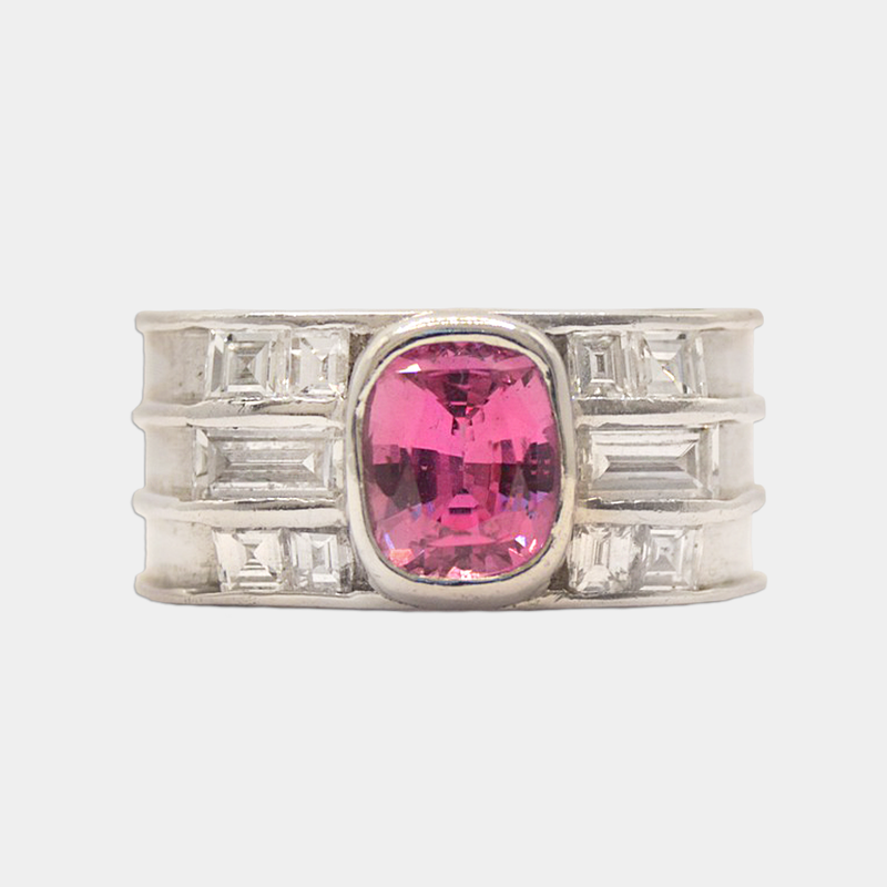 Pink Sapphire & Diamond Ring