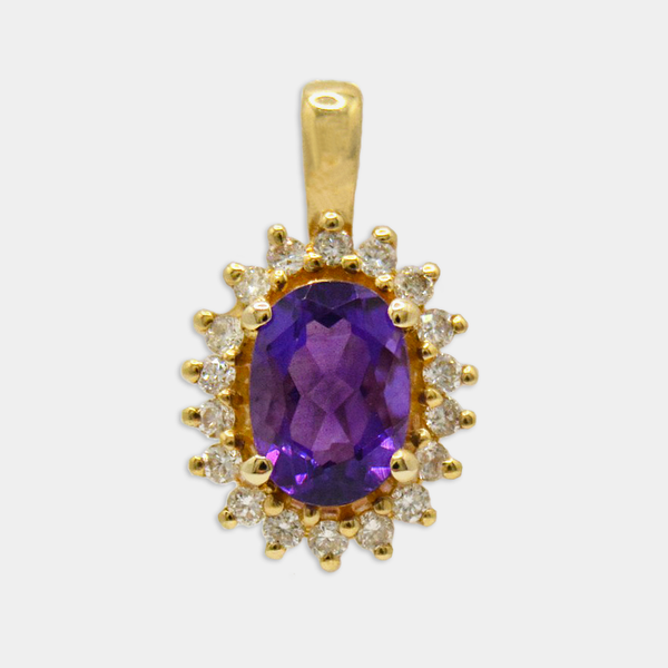 Diamond-Studded Amethyst Pendant